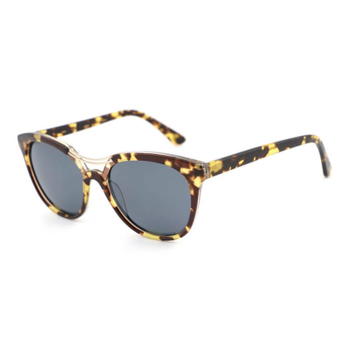 Custom acetate yellow tortoise shades womens clear lens polarized fashion sunglasses