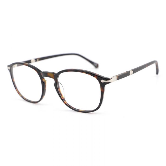 Round frame acetate optical glasses tortoise thin frame glasses with metal
