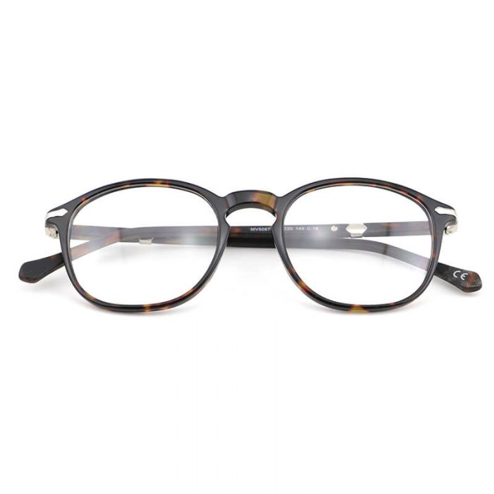 Round frame acetate optical glasses tortoise thin frame glasses with metal - Image 4