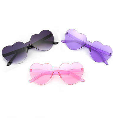 heart shape frameless sunglasses for women