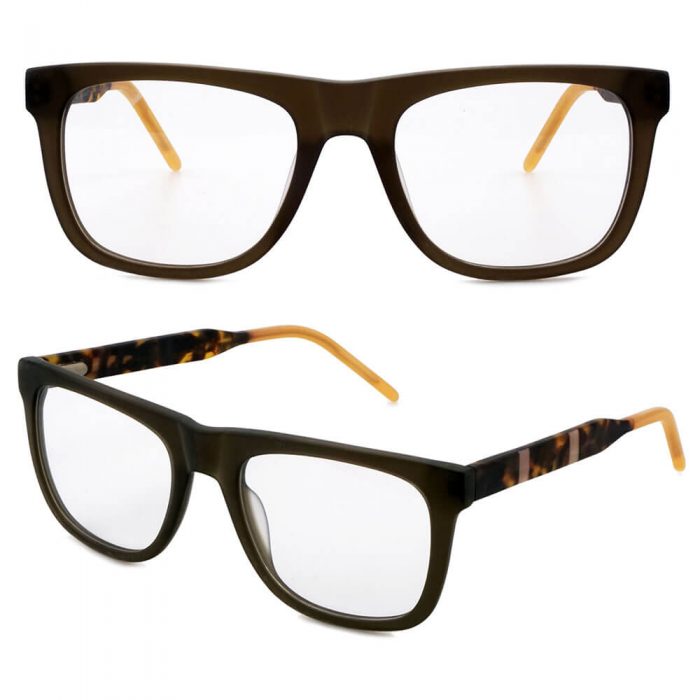Flat top rectangle clear acetate men women optical frame transparent gray eyeglasses - Image 4