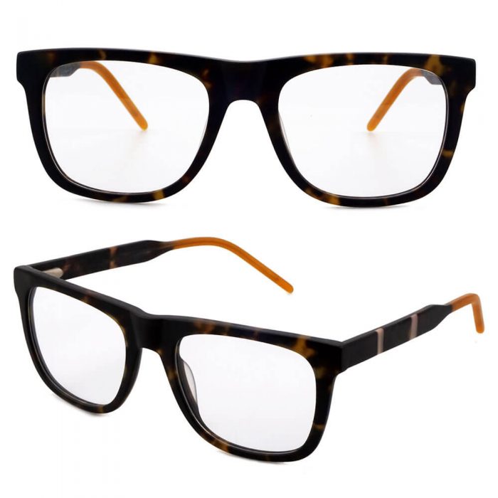 Flat top rectangle clear acetate men women optical frame transparent gray eyeglasses - Image 3