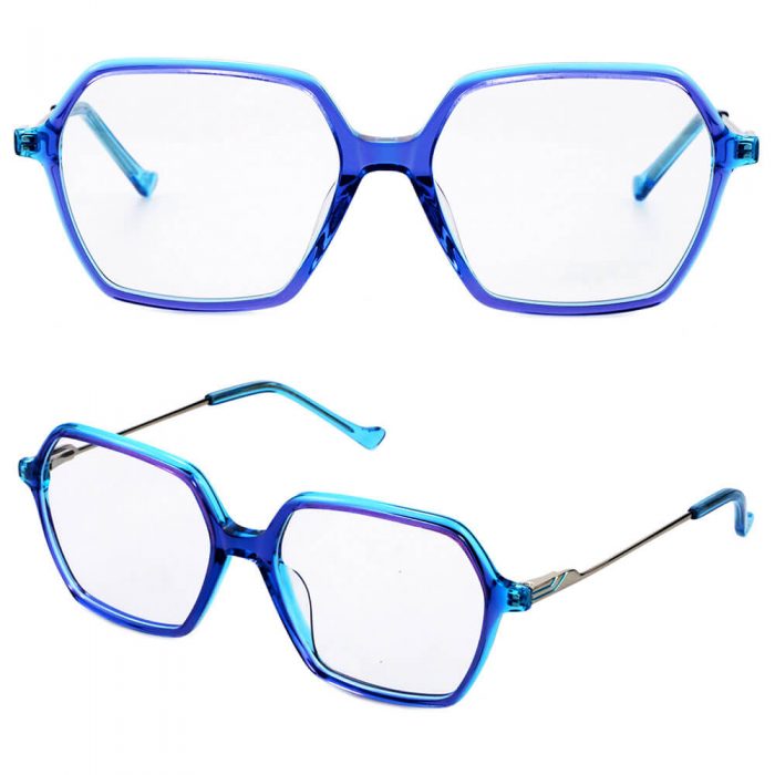 Wholesale men retro vintage acetate transparent square eyeglasses with metal - Image 3