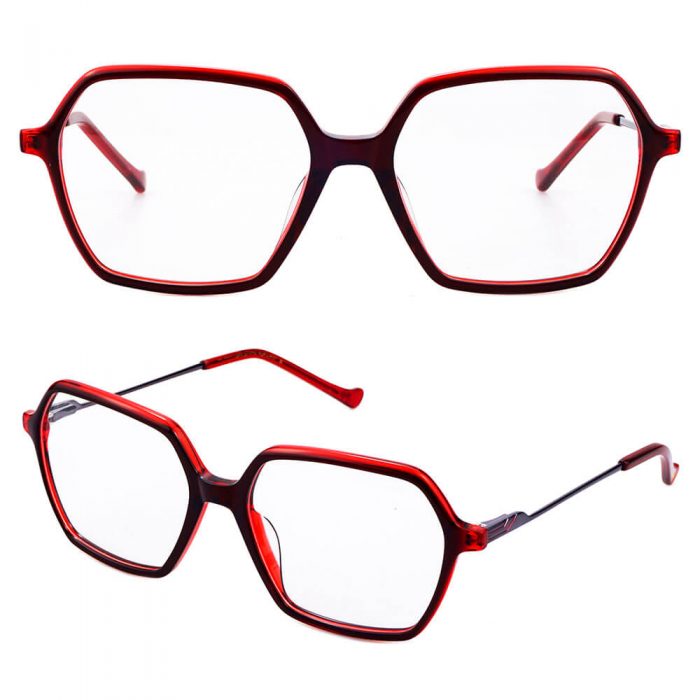 Wholesale men retro vintage acetate transparent square eyeglasses with metal - Image 2