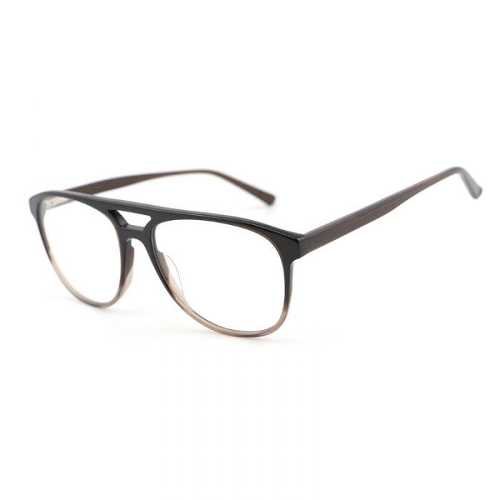 Double bridge gradient acetate aviator optical frame flat top men pilot eyeglasses