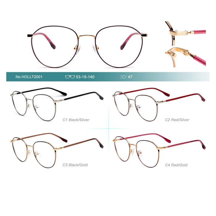 Women large optical oversized metal frame clear lens round circle eyeglasses