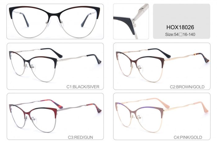 Customized fashion design women metal frame thin optical metal cat eye optical glasses frame - Image 2