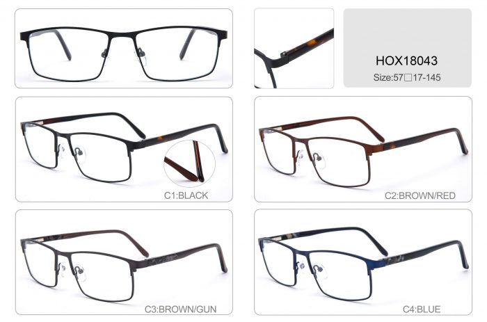 Men black designer optical frame stainless steel metal rectangle eyeglasses frames - Image 3