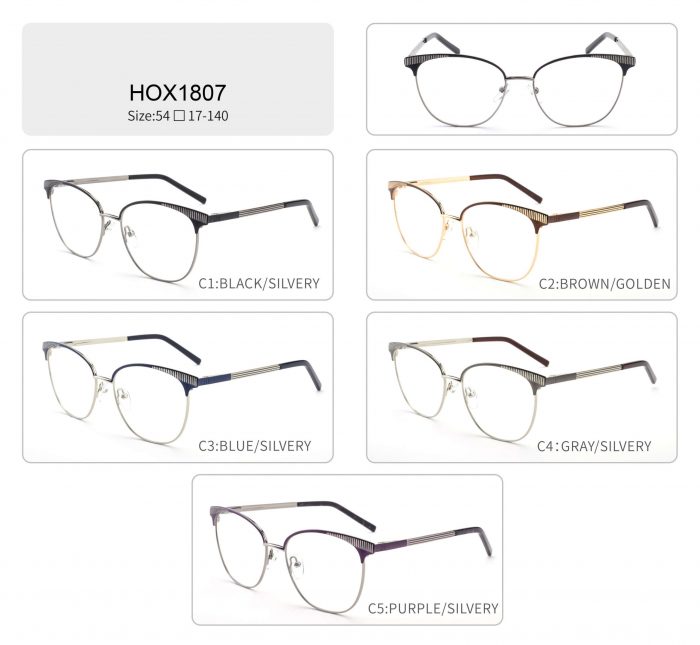 Oversized metal eyeglasses frames eyebrow black silver optical frame for men