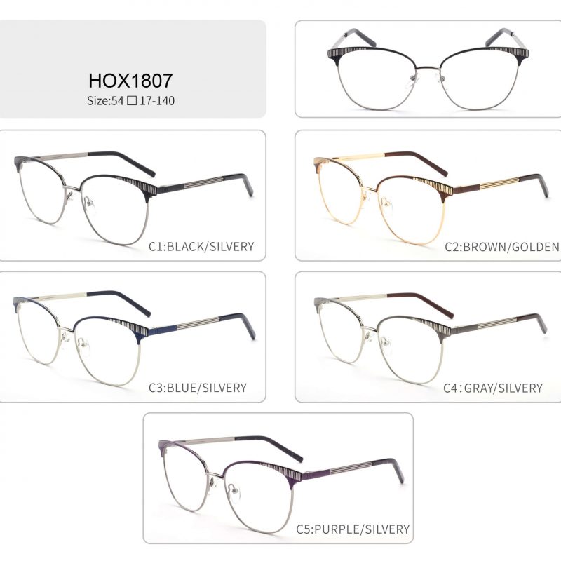Oversized metal eyeglasses frames eyebrow black silver optical frame for men