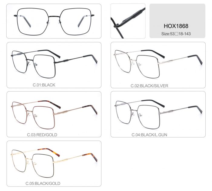 Vintage oversized men stainless steel square frame full rim metal woman optical glasses