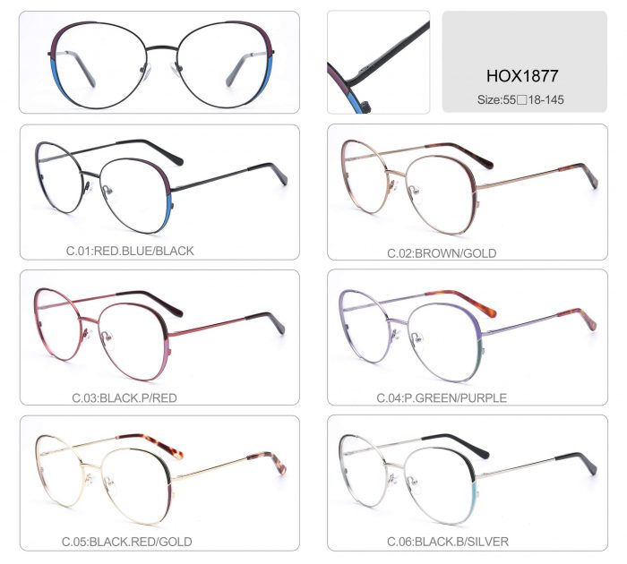 Edge design women large oversized metal frame clear lens round circle eyeglasses