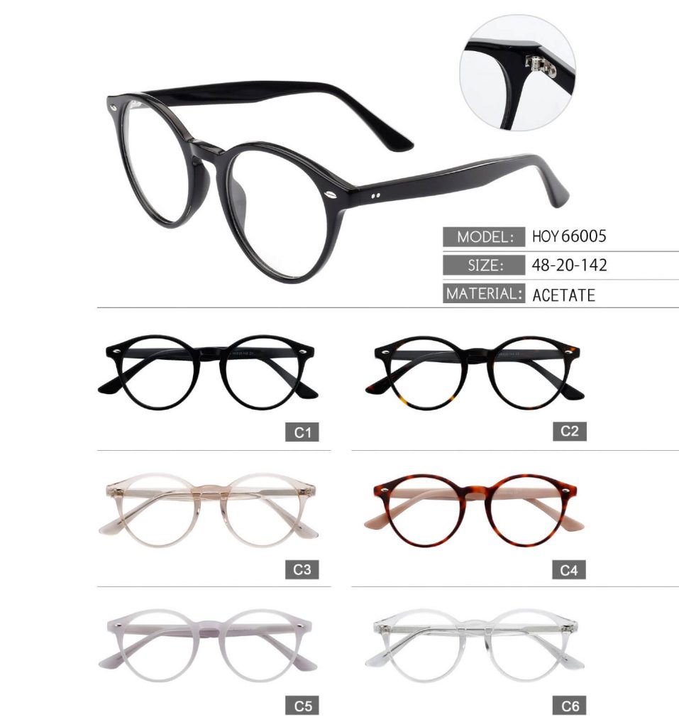 HOY66005 black vintage round eyeglasses
