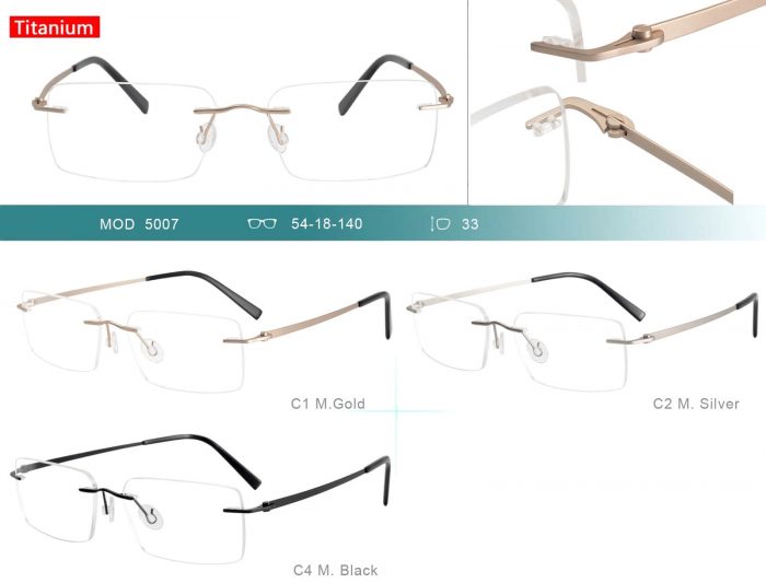 China rectangle titanium womens eyeglasses frames bulk designer rimless optical glasses